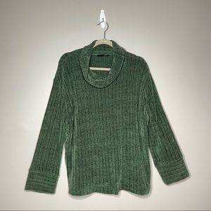 Rafaella Women's Sz XL Green Cowl Neck Long-Sleeve Cozy Casual Knitted Sweater.
